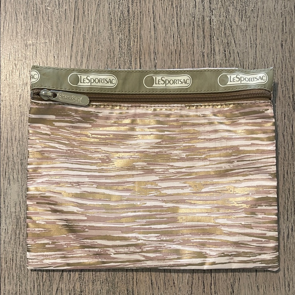 LeSportsac Cream and‎ Gold Pouch